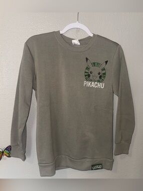 Boys' Pokemon Pikachu Graphic Fleece Crewneck Sweatshirt | Moss Green XL